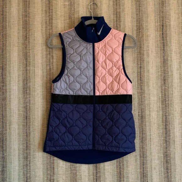 Nike Jackets & Blazers - Nike AeroLayer Blue Pink Insulated Full Zip Running Vest Women Size XS